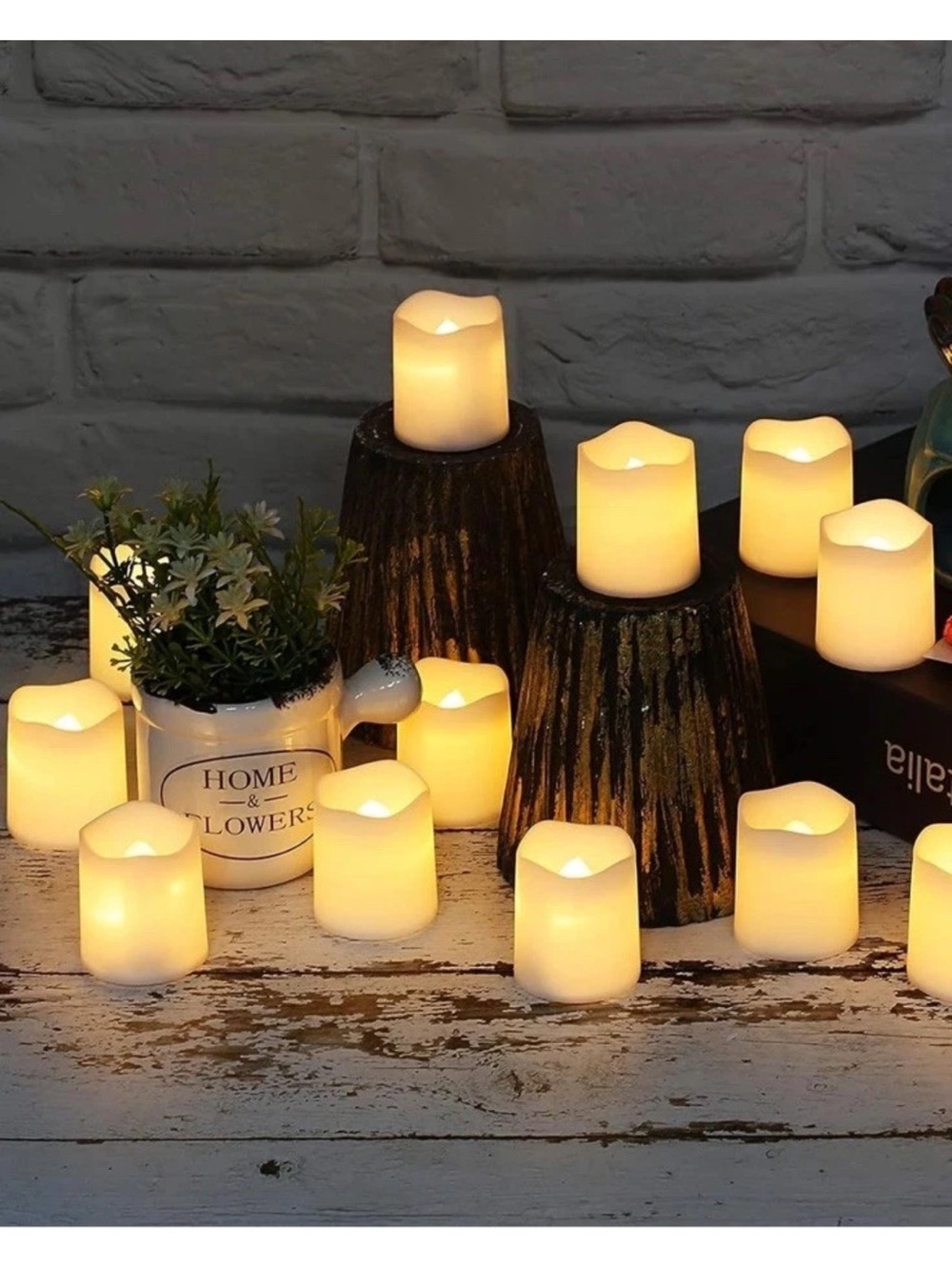 24 LED Flameless Votive Candles-Warm White-Battery Operated 200+Hour Runtime